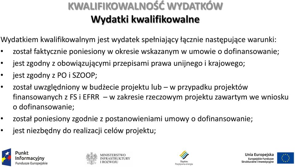 SZOOP; został uwzględniony w budżecie projektu lub w przypadku projektów finansowanych z FS i EFRR w zakresie rzeczowym projektu