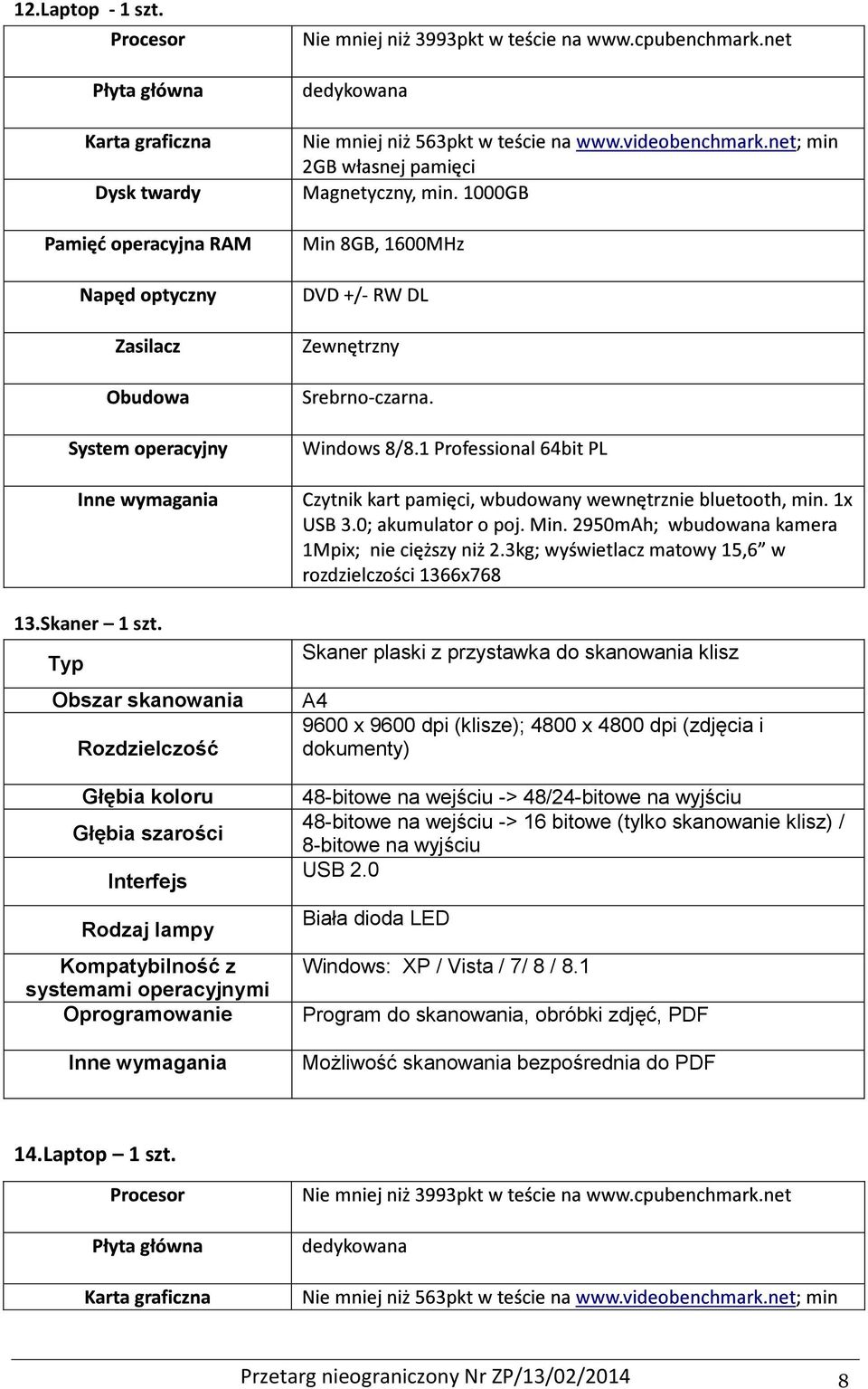 wymagania Skaner plaski z przystawka do skanowania klisz A4 9600 x 9600 dpi (klisze); 4800 x 4800 dpi (zdjęcia i dokumenty) 48bitowe na wejściu > 48/24bitowe