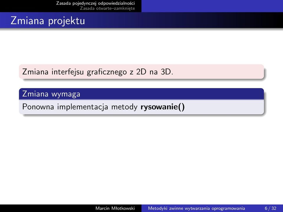 Zmiana wymaga Ponowna implementacja metody