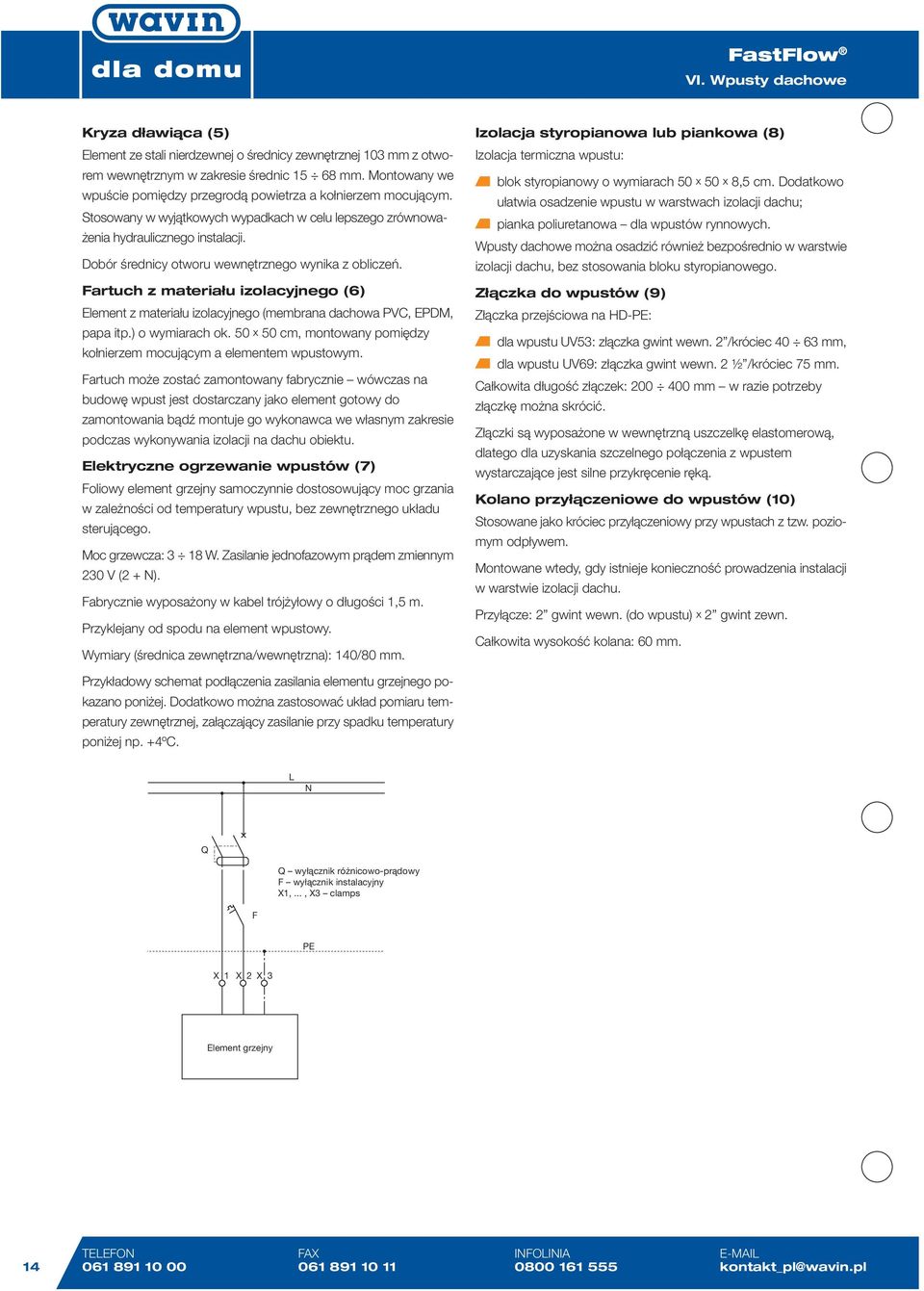 Dobór średnicy otworu wewnętrznego wynika z obliczeń. Fartuch z materiału izolacyjnego (6) Element z materiału izolacyjnego (membrana dachowa PVC, EPDM, papa itp.) o wymiarach ok.