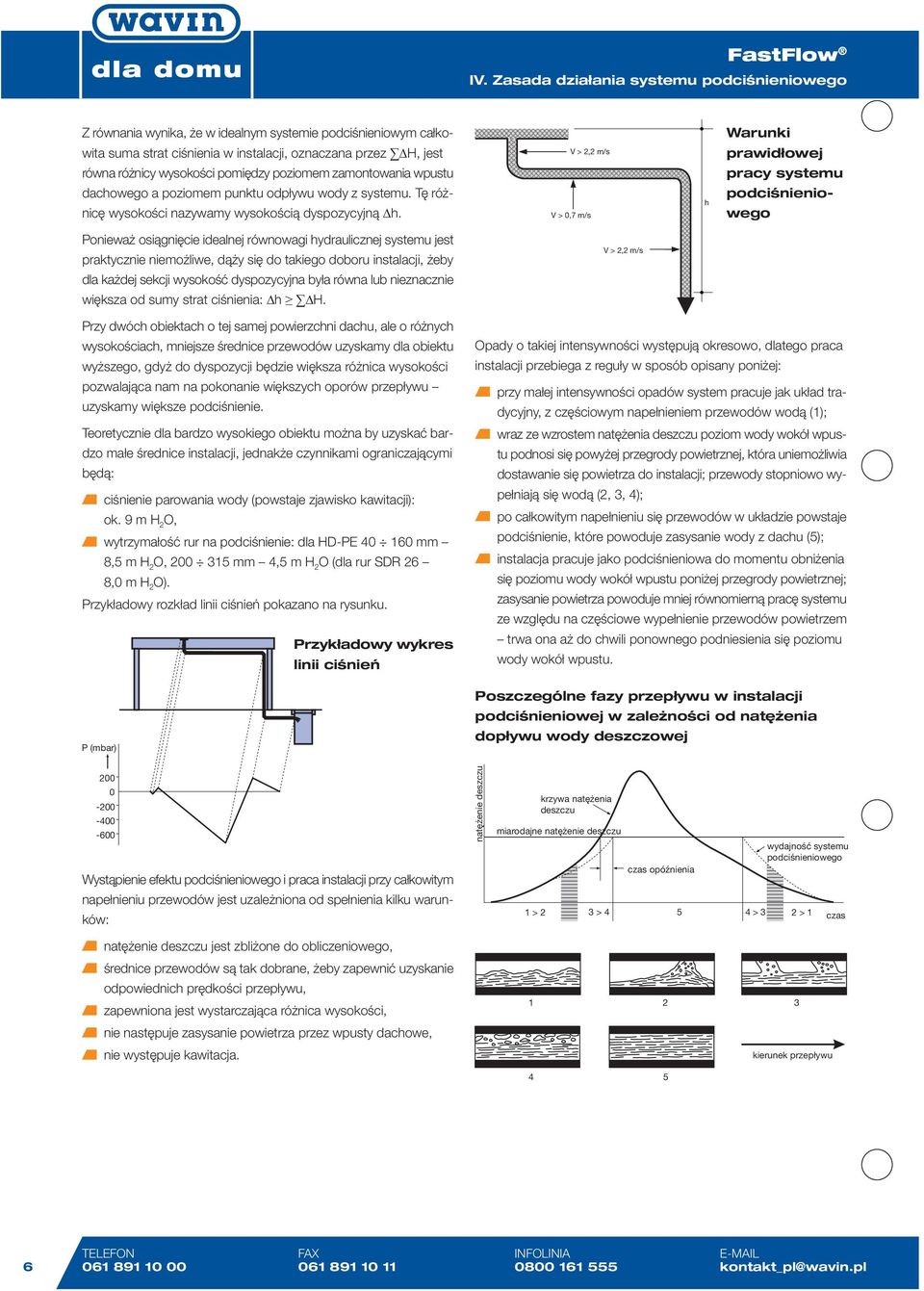 V > 0,7 m/s h podciśnieniowego Ponieważ osiągnięcie idealnej równowagi hydraulicznej systemu jest praktycznie niemożliwe, dąży się do takiego doboru instalacji, żeby V > 2,2 m/s dla każdej sekcji