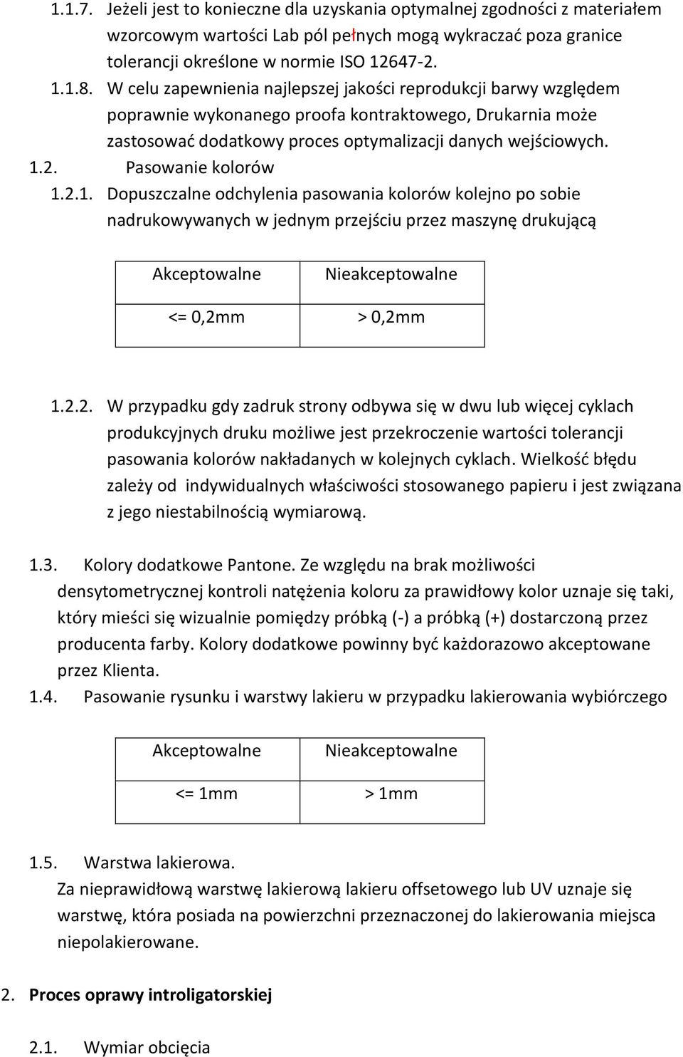 Pasowanie kolorów 1.2.