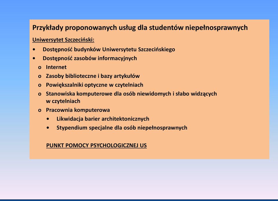 optyczne w czytelniach o Stanowiska komputerowe dla osób niewidomych i słabo widzących w czytelniach o Pracownia