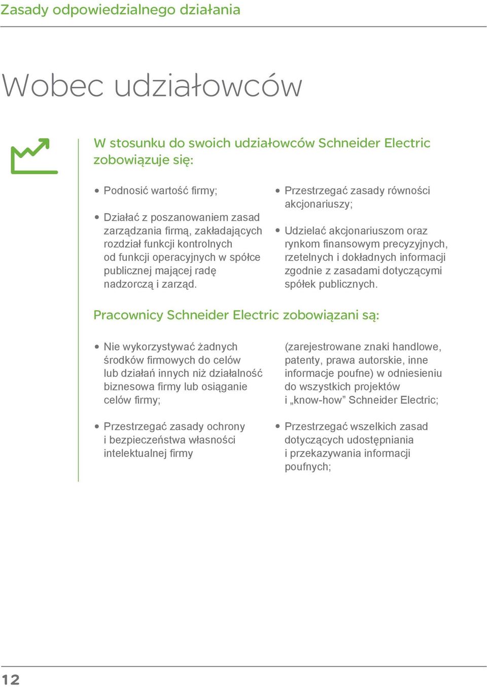 Przestrzegać zasady równości akcjonariuszy; Udzielać akcjonariuszom oraz rynkom finansowym precyzyjnych, rzetelnych i dokładnych informacji zgodnie z zasadami dotyczącymi spółek publicznych.