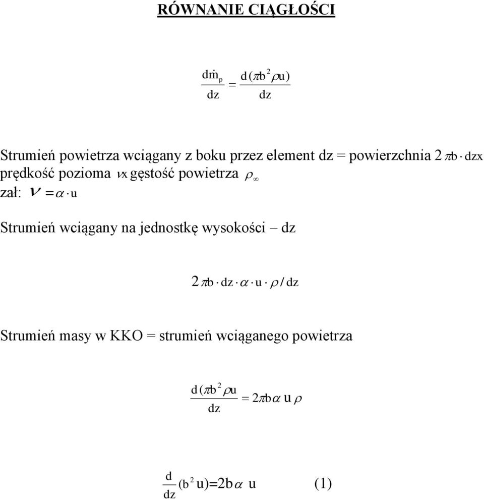 = u Srueń wcąny n jednokę wyokośc dz b dzx b dz u / dz