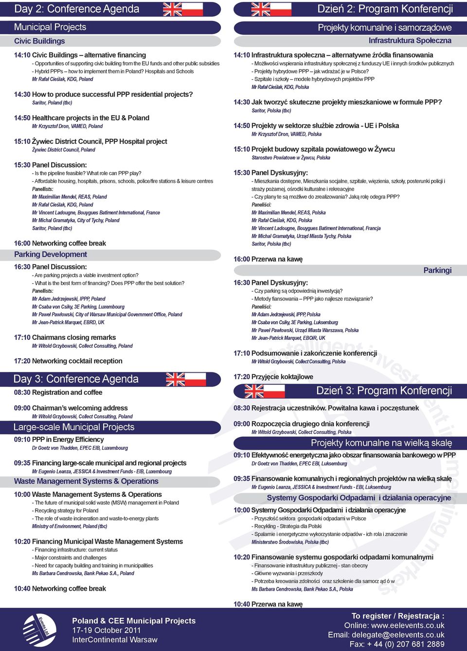 Saritor, Poland (tbc) 14:50 Healthcare projects in the EU & Poland Mr Krzysztof Dron, VAMED, Poland 15:10 Żywiec District Council, PPP Hospital project Żywiec District Council, Poland 15:30 Panel