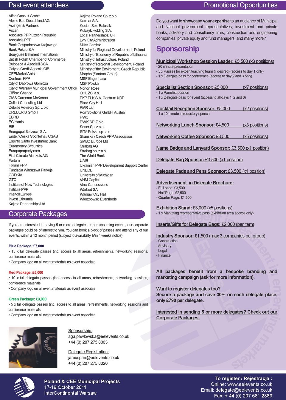 Government Office Clifford Chance CMS Cameron McKenna Collect Consulting Ltd Deloitte Advisory Sp. z o.o DREBERIS GmbH EBRD EC Harris EIB Energopol Szczecin S.A. Erste / Ceska Sporitelna / CSAS Espirito Santo Investment Bank Euromoney Securities Europaproperty.