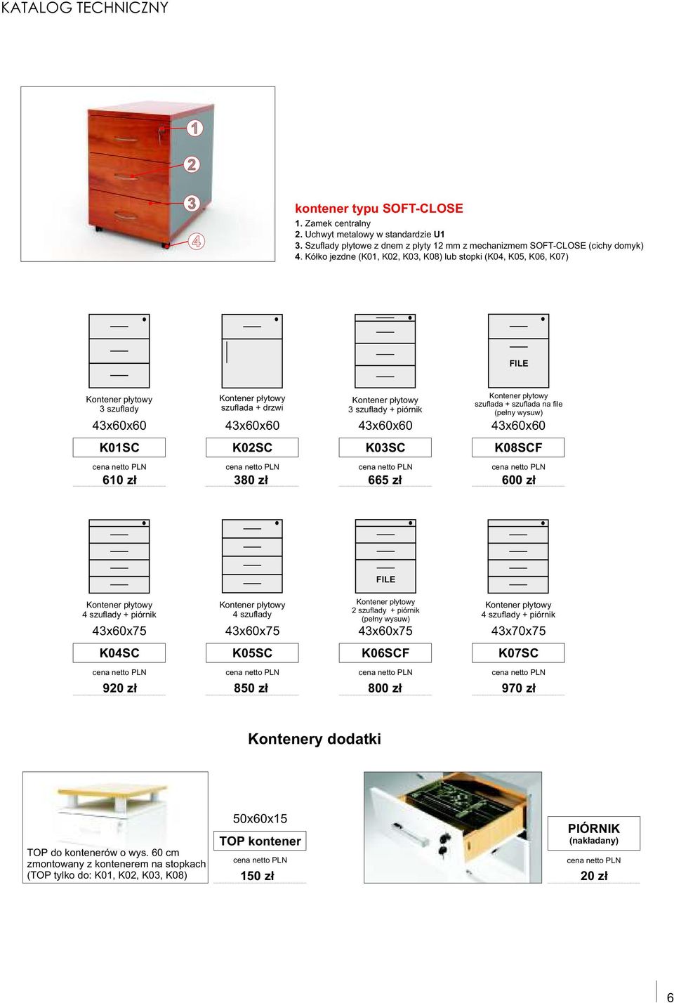 (cichy domyk) + piórnik K01SC szuflada + szuflada na file K02SC