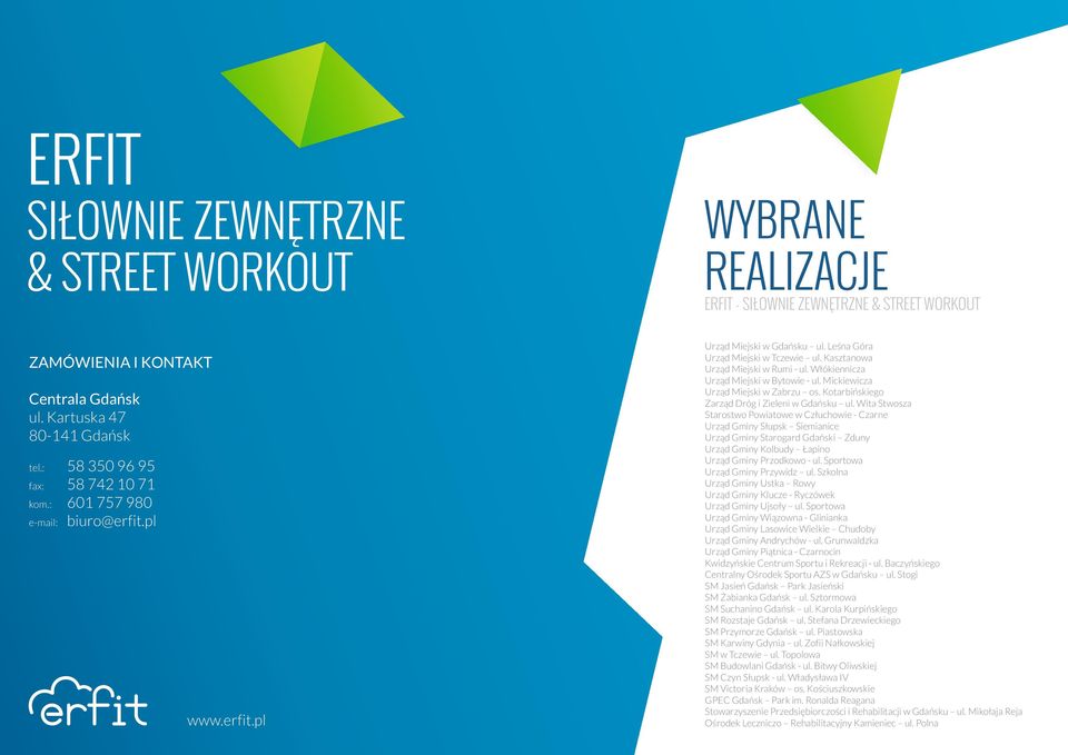 Włókiennicza Urząd Miejski w Bytowie - ul. Mickiewicza Urząd Miejski w Zabrzu os. Kotarbińskiego Zarząd Dróg i Zieleni w Gdańsku ul.