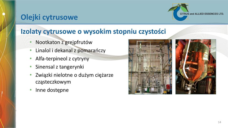 pomarańczy Alfa-terpineol z cytryny Sinensal z tangerynki