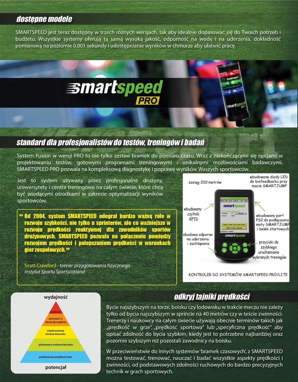 standard dla profesjonalistów do testów, treningów i badań System Fusion w wersji PRO to nie tylko zestaw bramek do pomiaru czasu.