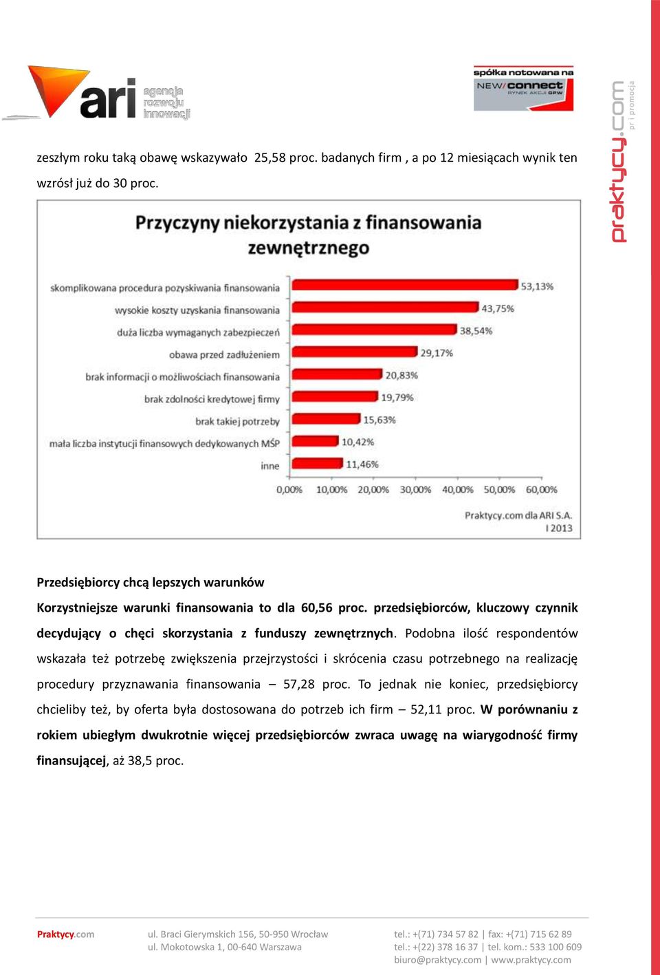 przedsiębiorców, kluczowy czynnik decydujący o chęci skorzystania z funduszy zewnętrznych.