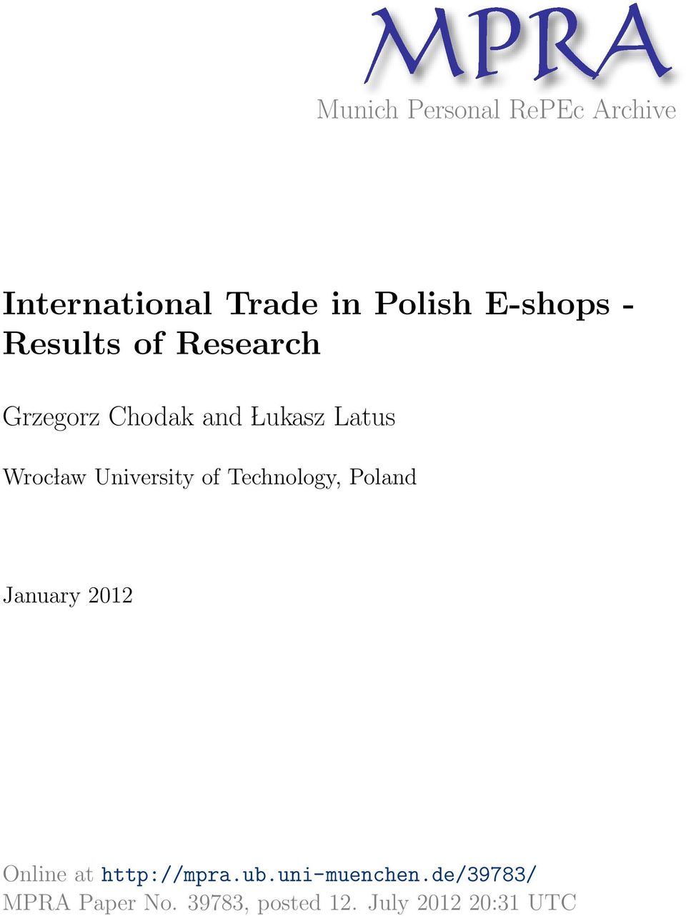 law University of Technology, Poland January 2012 Online at