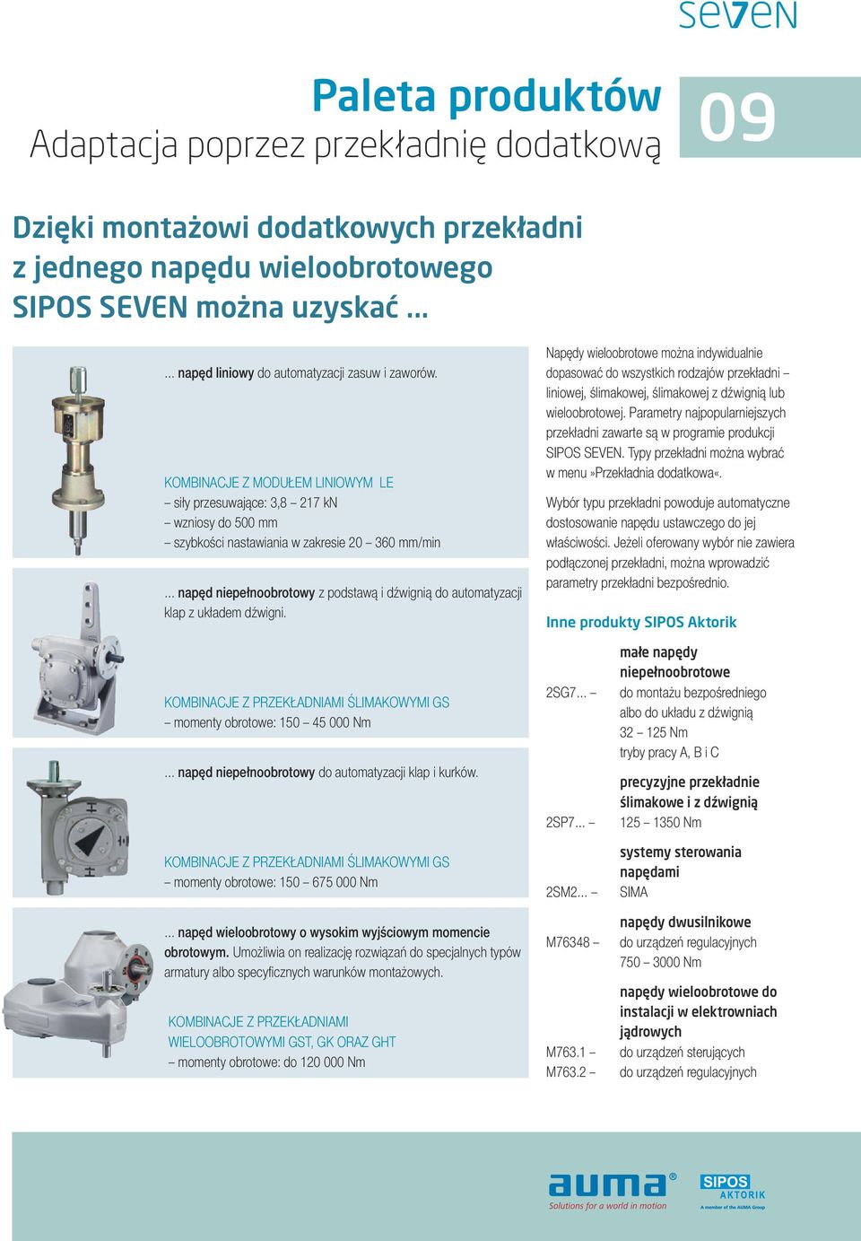 KOMBINACJE Z MODUŁEM LINIOWYM LE siły przesuwające: 3,8 217 kn wzniosy do 500 mm szybkości nastawiania w zakresie 20 360 mm/min napęd niepełnoobrotowy z podstawą i dźwignią do automatyzacji klap z