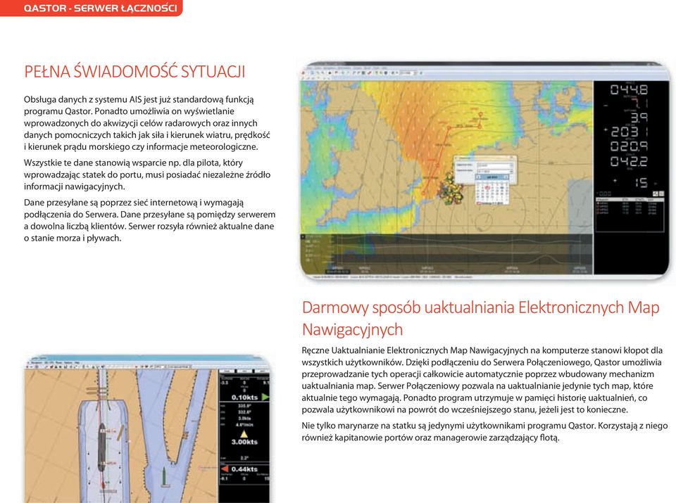 meteorologiczne. Wszystkie te dane stanowią wsparcie np. dla pilota, który wprowadzając statek do portu, musi posiadać niezależne źródło informacji nawigacyjnych.