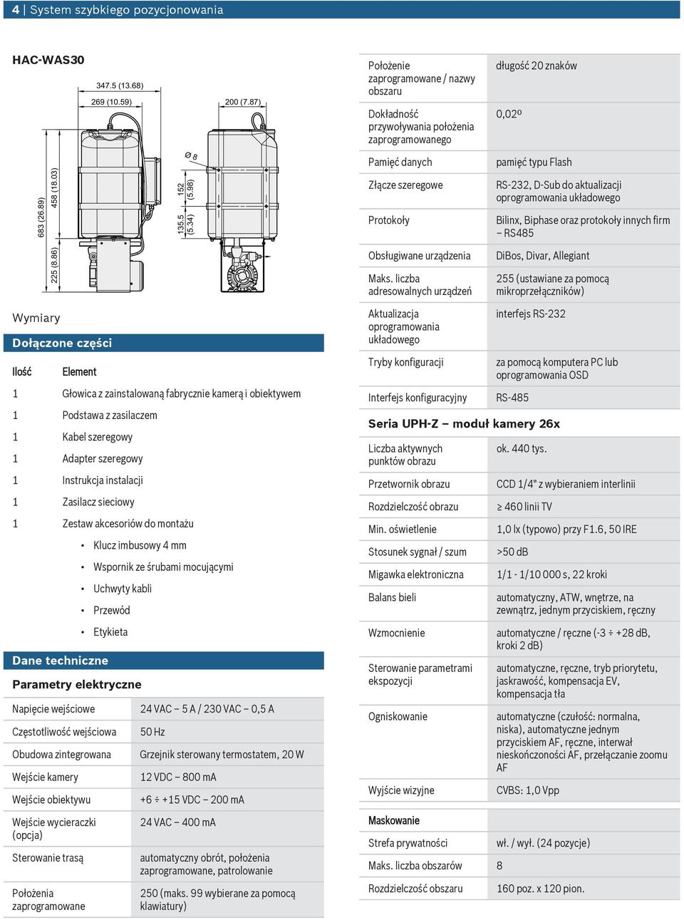 34) Pamięć danych Złącze szeregowe Protokoły pamięć typ Flash RS-232, D-Sb do aktalizacji oprogramowania kładowego Bilinx, Biphase oraz protokoły innych firm RS485 225 (8.