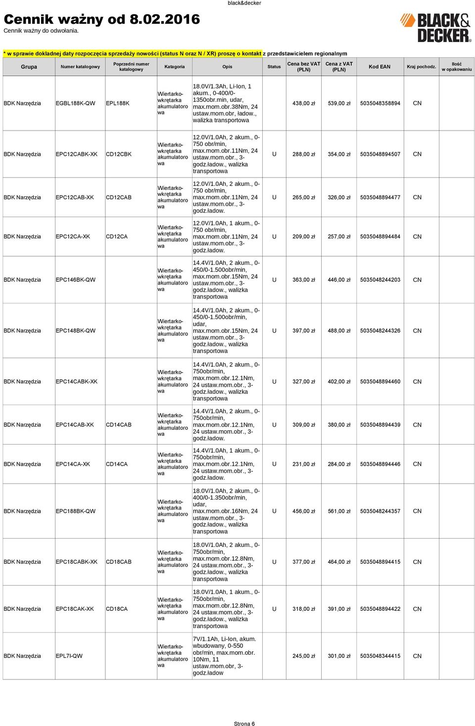 mom.obr., 3- godz.ładow., lizka transporto 18.0V/1.0Ah, 2 akum., 0-400/0-1.350obr/min, ustaw.mom.obr., 3- godz.ładow., lizka transporto 18.0V/1.0Ah, 2 akum., 0-750obr/min, 24 ustaw.mom.obr., 3- godz.ładow., lizka transporto 18.0V/1.0Ah, 1 akum.