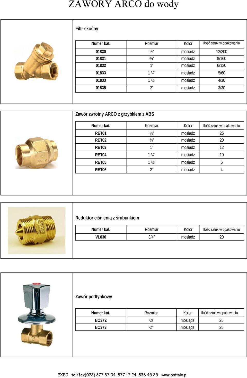 grzybkiem z ABS RET01 25 RET02 RET03 12 RET04 1 ¼ 10 RET05 1 6 RET06