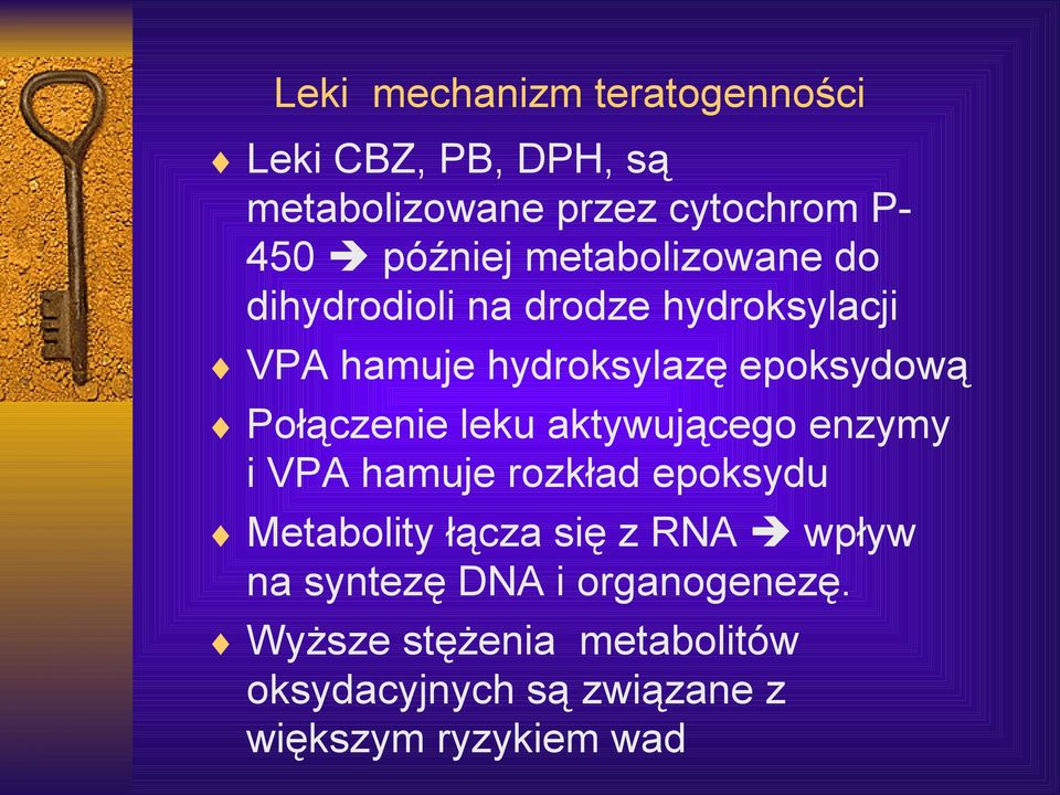 Połączenie leku aktywującego enzymy i VPA hamuje rozkład epoksydu Metabolity łącza się z RNA wpływ