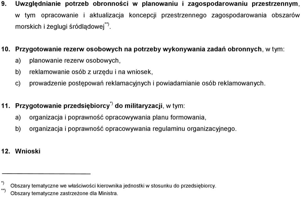 Przygotowanie rezerw osobowych na potrzeby wykonywania zadań obronnych, w tym: a) planowanie rezerw osobowych, b) reklamowanie osób z urzędu i na wniosek, c) prowadzenie postępowań