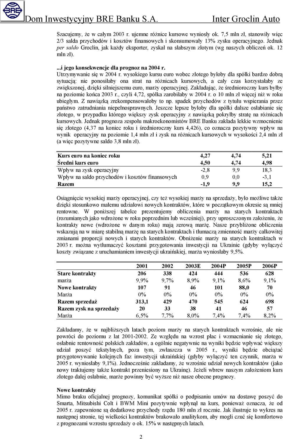 wysokiego kursu euro wobec złotego byłoby dla spółki bardzo dobrą sytuacją: nie ponosiłaby ona strat na różnicach kursowych, a cały czas korzystałaby ze zwiększonej, dzięki silniejszemu euro, marży