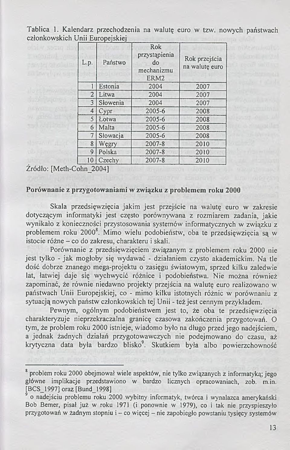 związku z problemem roku 2000 Skala przedsięwzięcia jakim jest przejście na walutę euro w zakresie dotyczącym informatyki jest często porównywana z rozmiarem zadania, jakie wynikało z konieczności