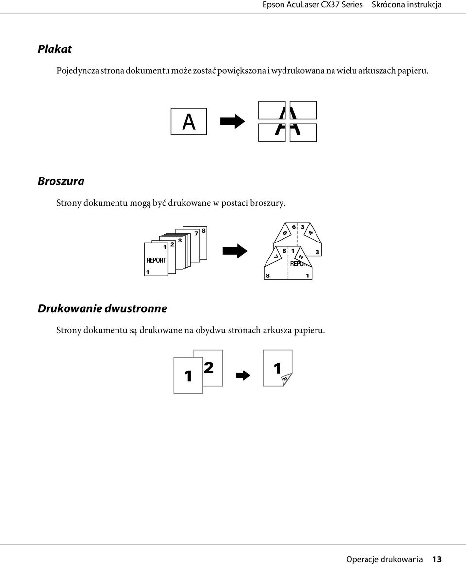 Broszura Strony dokumentu mogą być drukowane w postaci broszury.