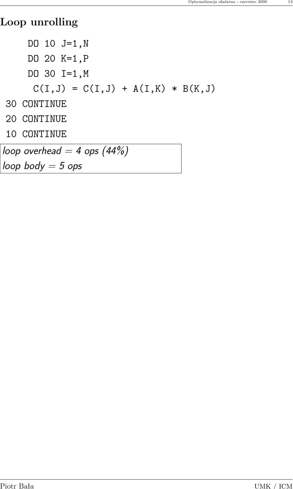 C(I,J) = C(I,J) + A(I,K) * B(K,J) 30 CONTINUE 20