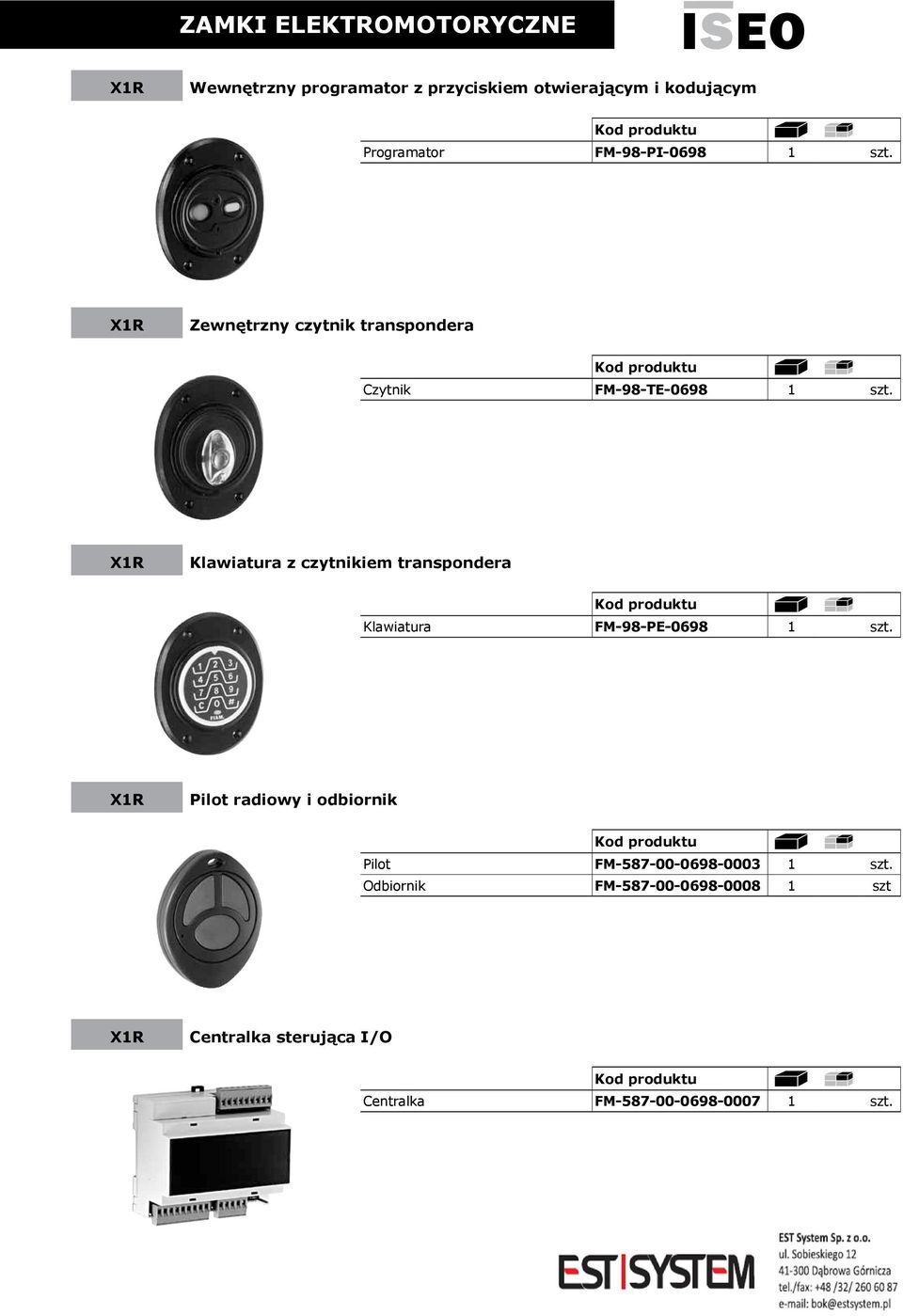 Klawiatura z czytnikiem transpondera Klawiatura FM-98-PE-0698 1 szt.