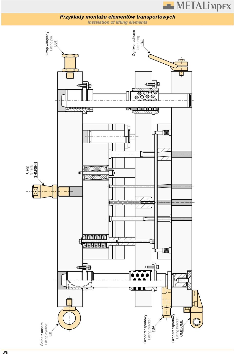 bracket TBA Czop transportowy Lifting bracket OMD/OME Czop Shank