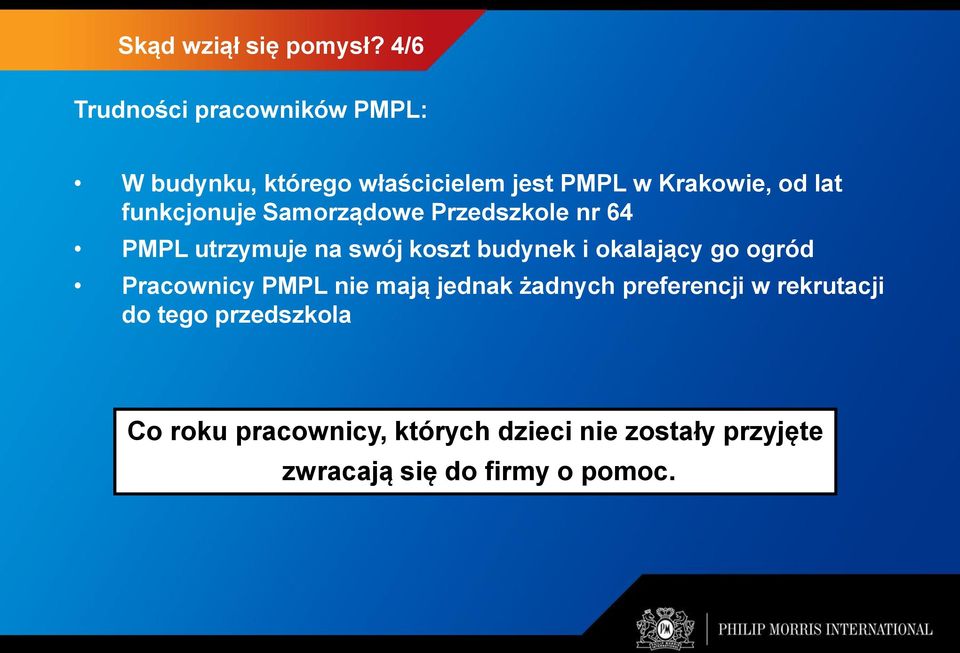 funkcjonuje Samorządowe Przedszkole nr 64 PMPL utrzymuje na swój koszt budynek i okalający go