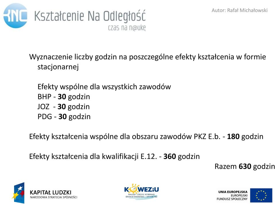 godzin PDG - 30 godzin Efekty kształcenia wspólne dla obs