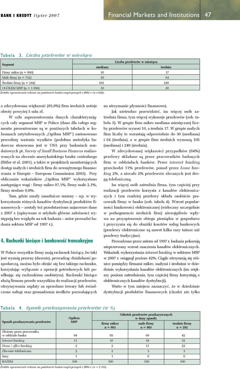 badań empirycznych z 2004 r. (n=1856). a zdecydowana większość (85,8%) firm średnich notuje obroty powyżej 5 mln zł.