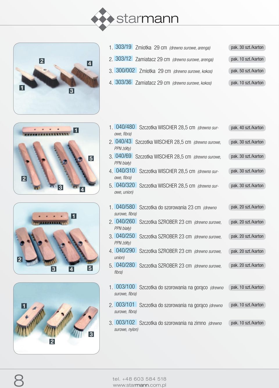 00/69 Szczotka WISCHER 8,5 cm (drewno surowe, PPN biały) pak. 0 szt./karton. 00/0 Szczotka WISCHER 8,5 cm (drewno surowe, fibra) 5. 00/0 Szczotka WISCHER 8,5 cm (drewno surowe, union) pak. 0 szt./karton pak.