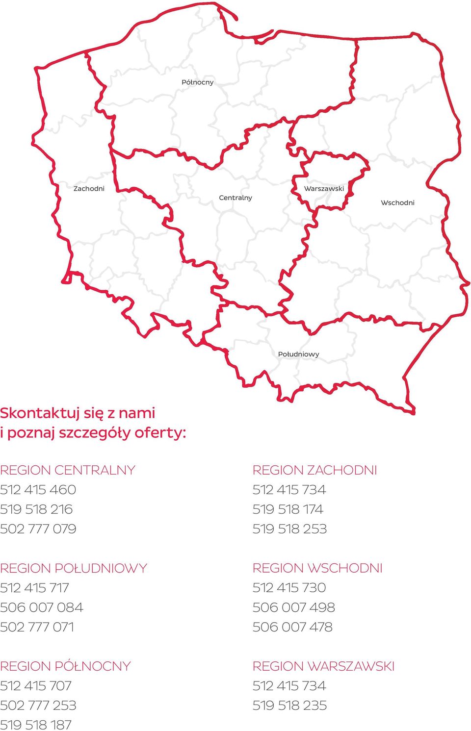 519 518 253 REGION POŁUDNIOWY 512 415 717 506 007 084 502 777 071 REGION WSCHODNI 512 415 730 506 007