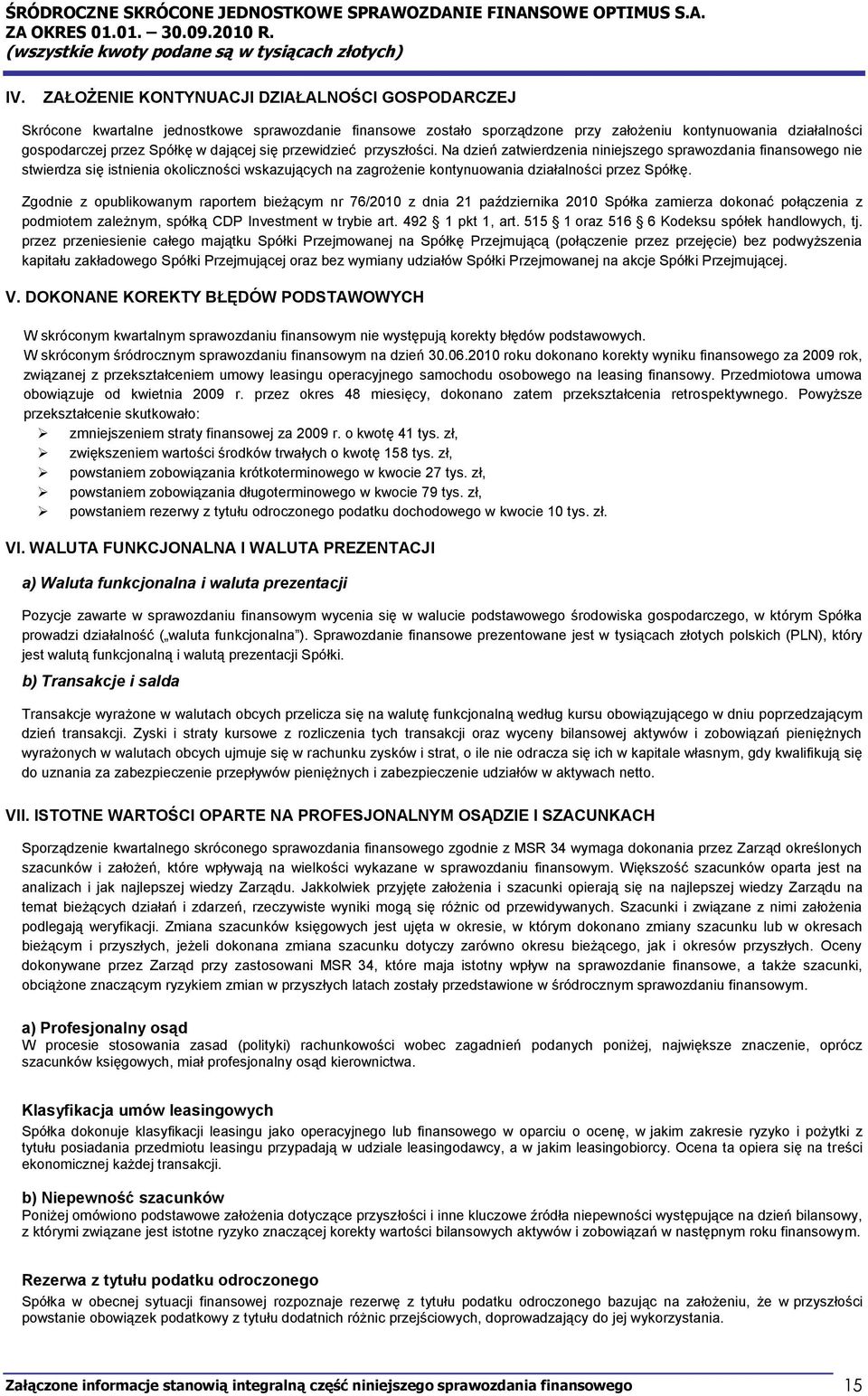 Na dzień zatwierdzenia niniejszego sprawozdania finansowego nie stwierdza się istnienia okoliczności wskazujących na zagrożenie kontynuowania działalności przez Spółkę.