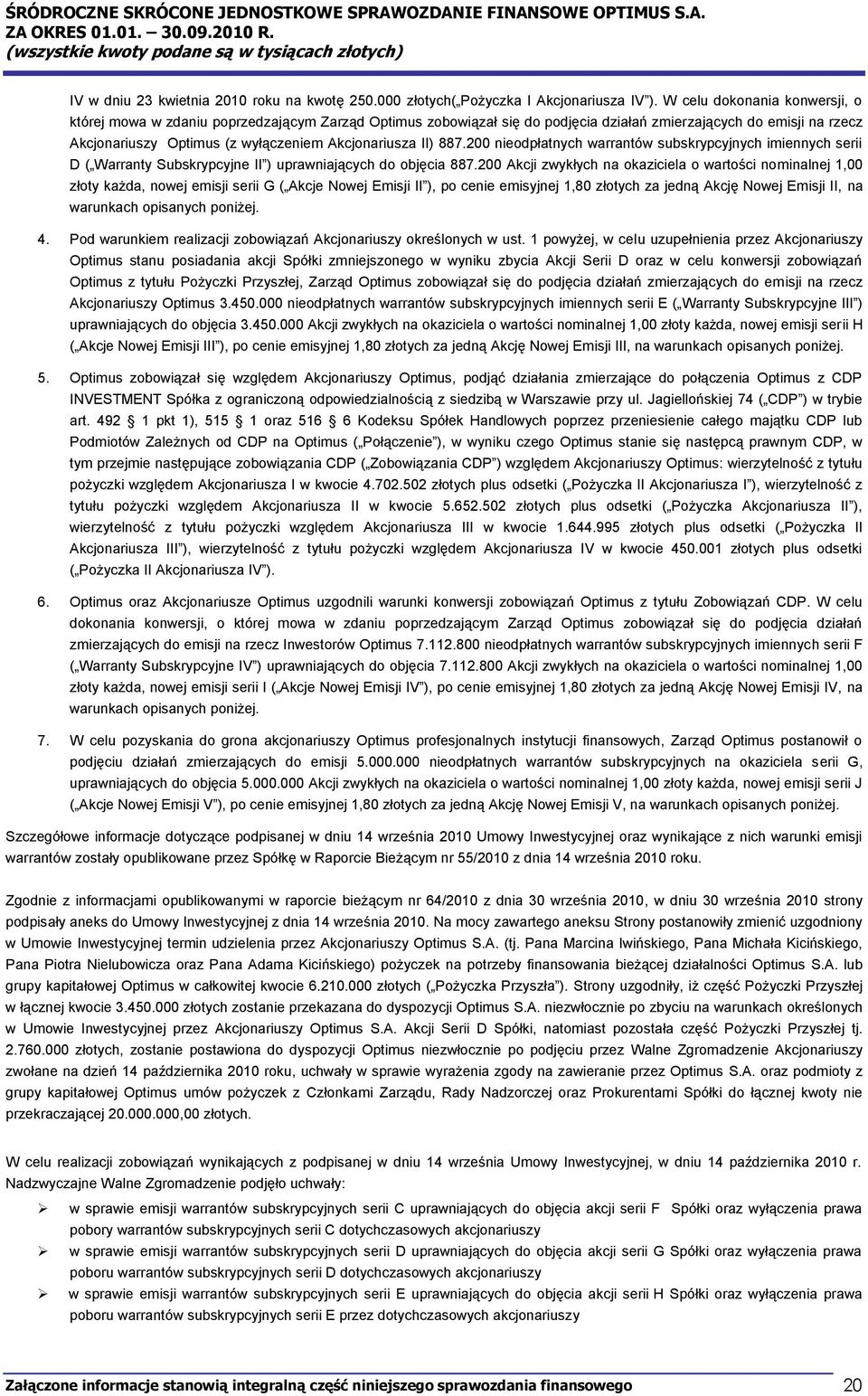 II) 887.200 nieodpłatnych warrantów subskrypcyjnych imiennych serii D ( Warranty Subskrypcyjne II ) uprawniających do objęcia 887.