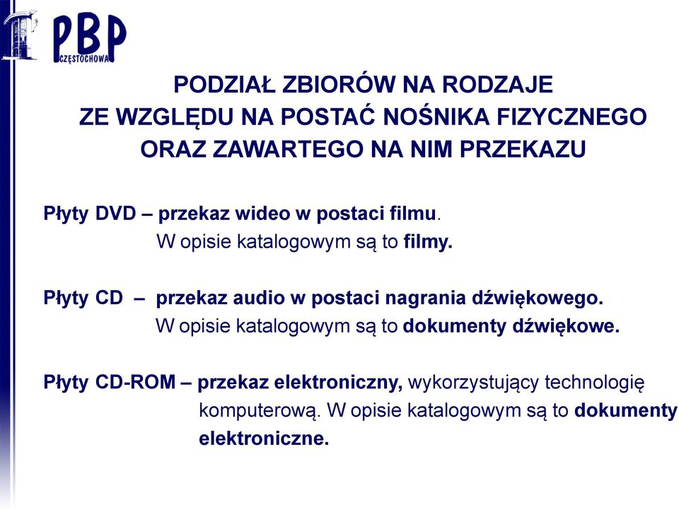 Płyty CD przekaz audio w postaci nagrania dźwiękowego.