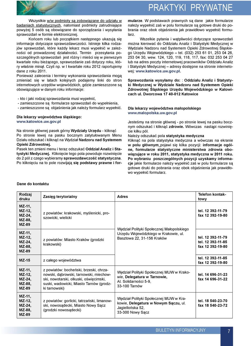 Istnieje kilka rodzajów sprawozdań, które każdy lekarz musi wypełnić w zależności od prowadzonej działalności.