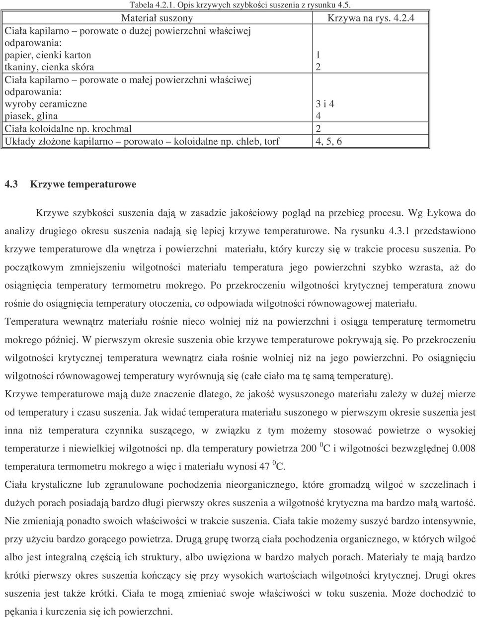 4 Ciała kailarno oroate o duej oierzchni łaciej odaroania: aier, cienki karton tkaniny, cienka skóra Ciała kailarno oroate o ałej oierzchni łaciej odaroania: yroby ceraiczne iasek, glina 1 2 3 i 4 4