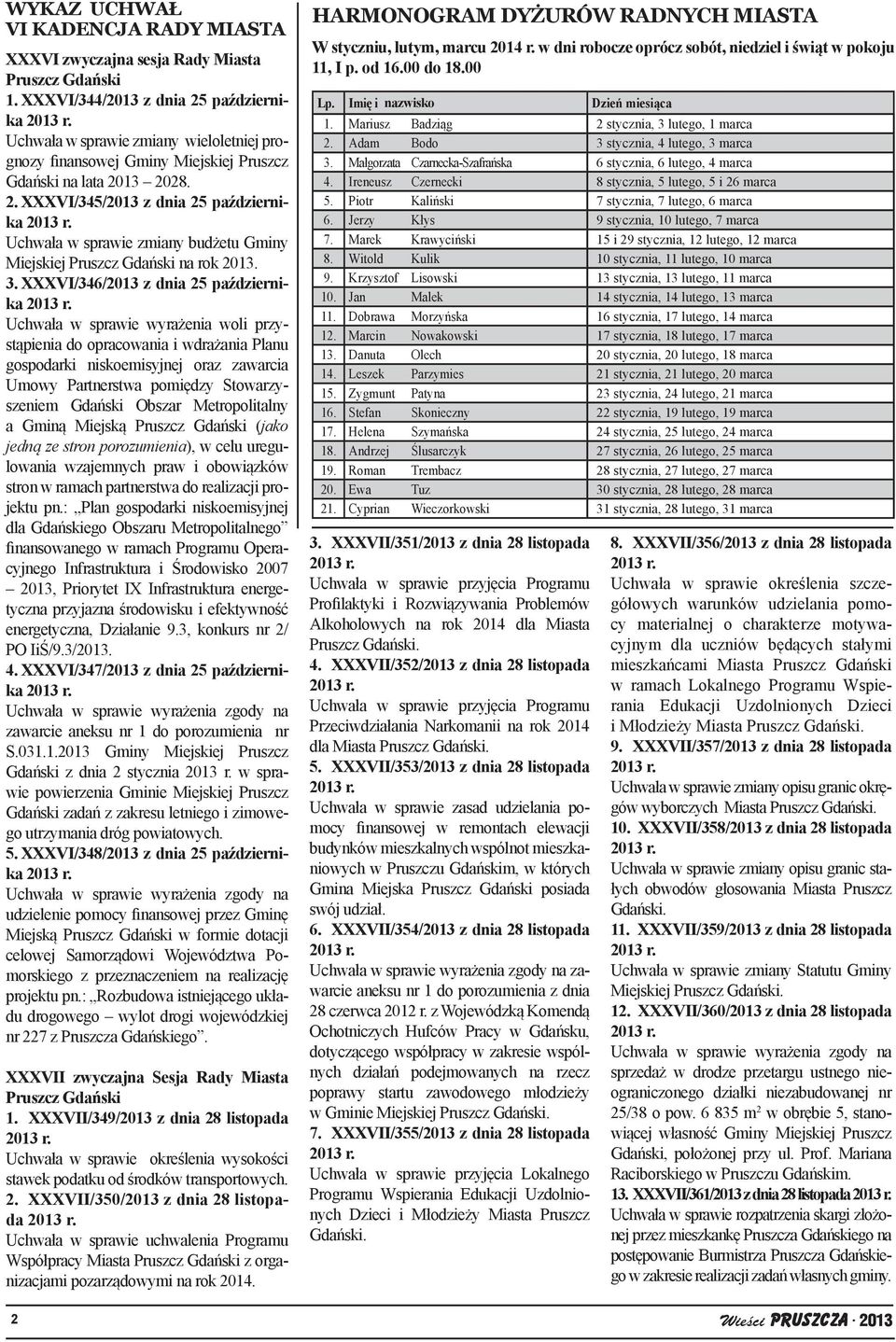 3. XXXVI/346/2013 z dnia 25 października Uchwała w sprawie wyrażenia woli przystąpienia do opracowania i wdrażania Planu gospodarki niskoemisyjnej oraz zawarcia Umowy Partnerstwa pomiędzy