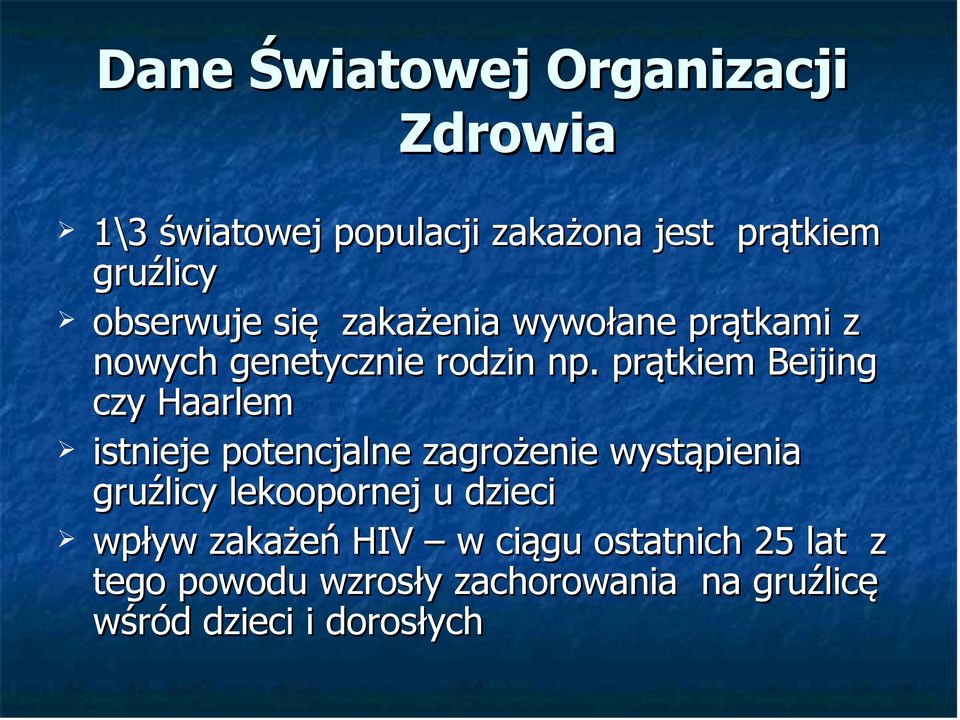 prątkiem Beijing czy Haarlem istnieje potencjalne zagrożenie wystąpienia gruźlicy lekoopornej u