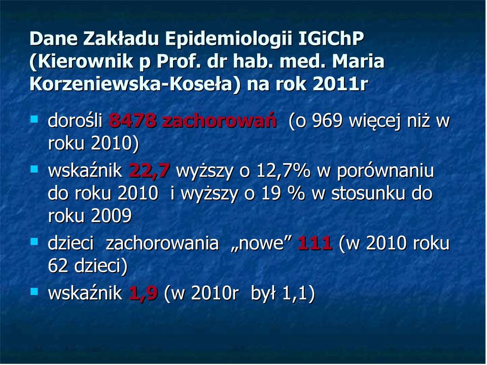 roku 2010) wskaźnik 22,7 wyższy o 12,7% w porównaniu do roku 2010 i wyższy o 19 % w