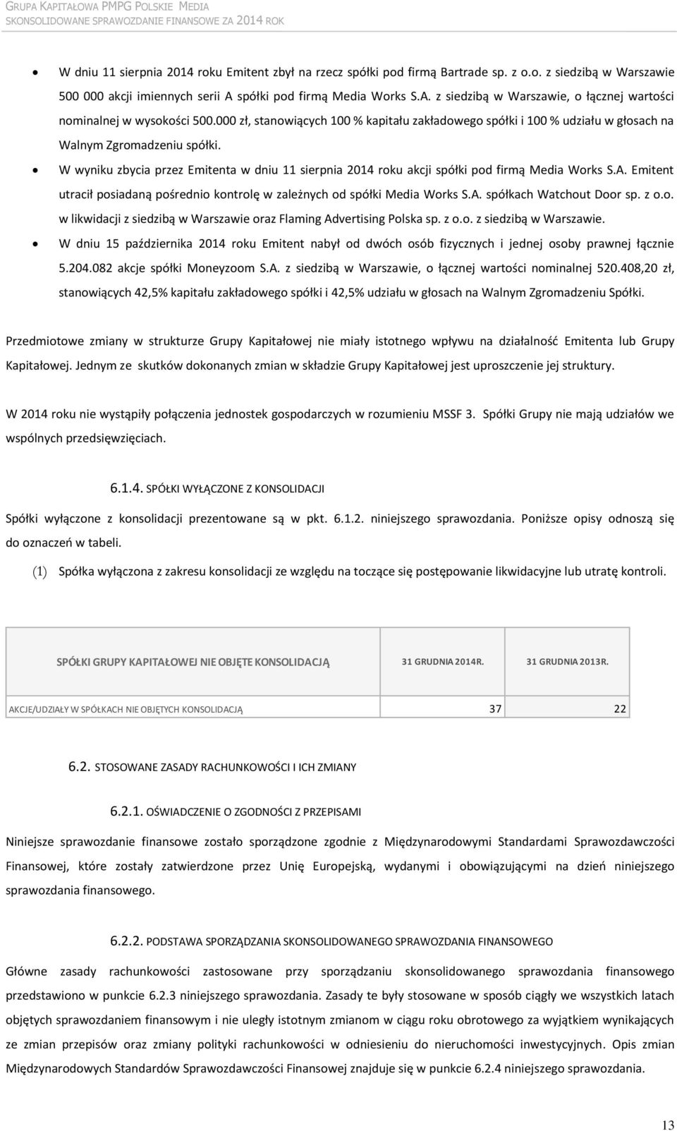 000 zł, stanowiących 100 % kapitału zakładowego spółki i 100 % udziału w głosach na Walnym Zgromadzeniu spółki.