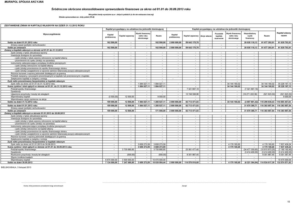 roku 162 500,00 162 500,00 2 000 000,00 59 642 175,78 20 035 118,13 81 677 293,91 81 839 793,91 Zmiany zasad (polityki) rachunkowości Saldo po zmianach 162 500,00 162 500,00 2 000 000,00 59 642