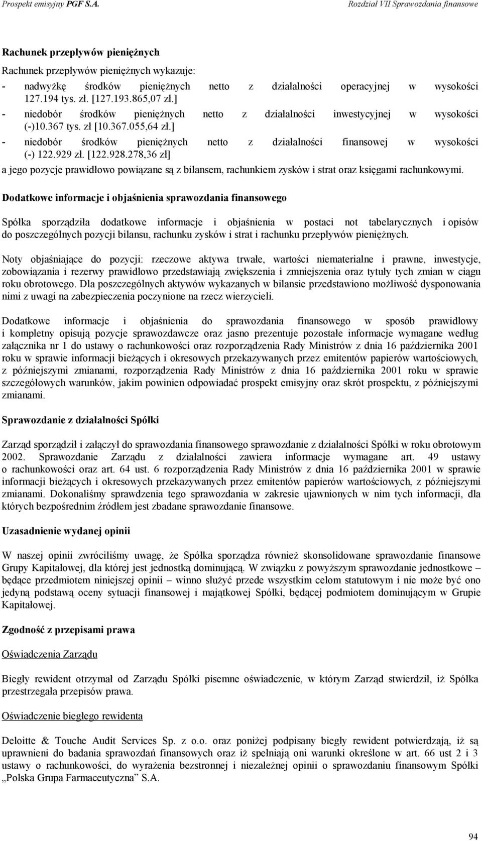 ] - niedobór środków pieniężnych netto z działalności finansowej w wysokości (-) 122.929 zł. [122.928.