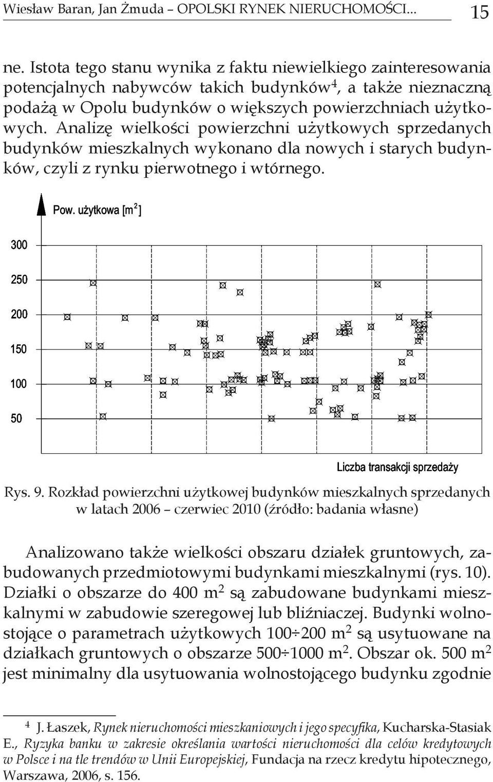 Analizę wielkości powierzchni użytkowych sprzedanych budynków mieszkalnych wykonano dla nowych i starych budynków, czyli z rynku pierwotnego i wtórnego. Rys. 9.