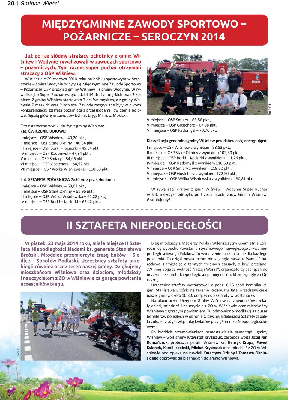 W niedzielę 29 czerwca 2014 roku na boisku sportowym w Seroczynie gmina Wodynie odbyły się Międzygminne Zawody Sportowo Pożarnicze OSP drużyn z gminy Wiśniew i z gminy Wodynie.