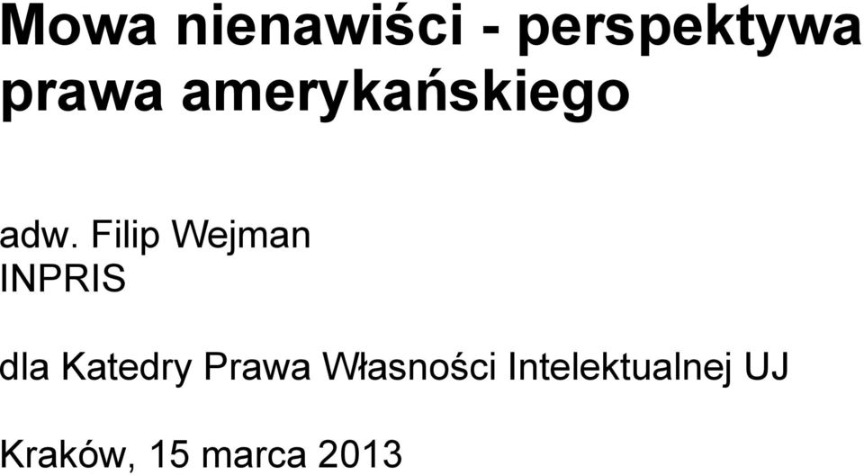 Filip Wejman INPRIS dla Katedry