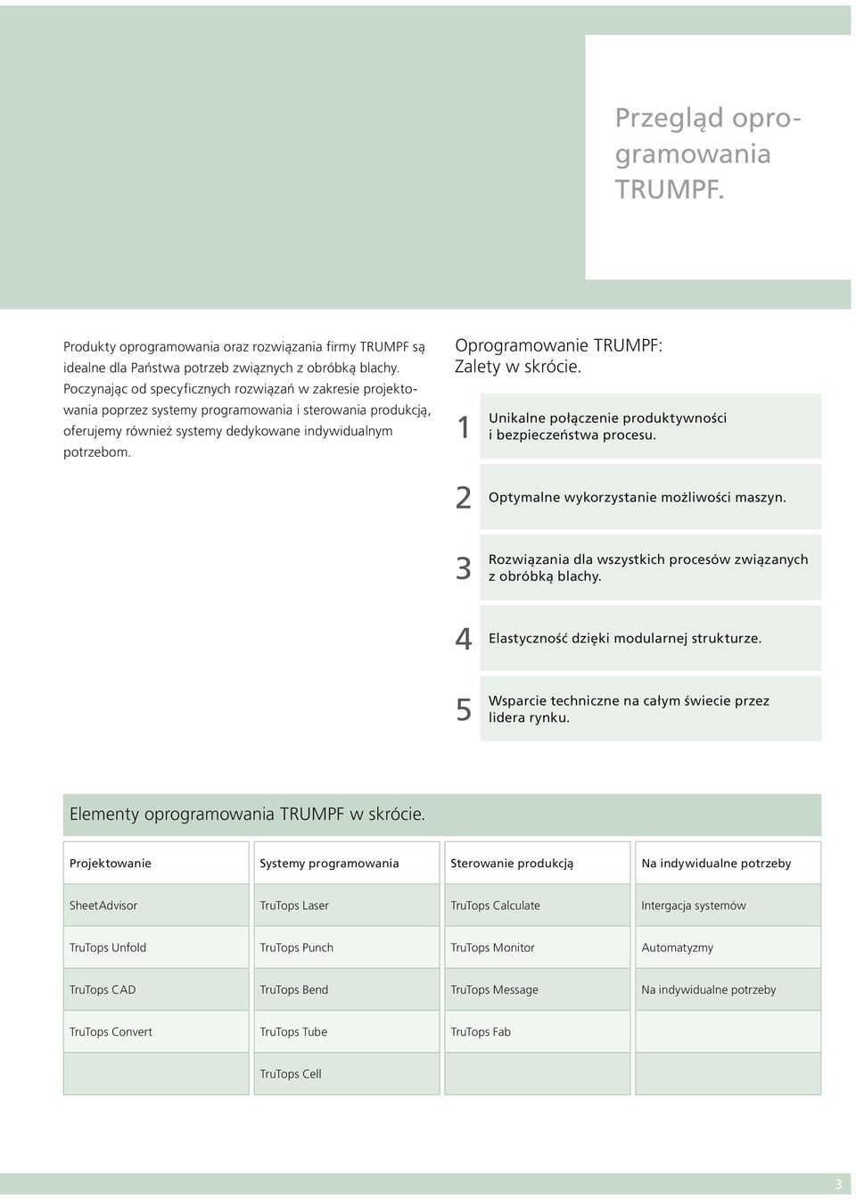 Oprogramowanie TRUMPF: Unikalne połączenie produktywności i bezpieczeństwa procesu. Optymalne wykorzystanie możliwości maszyn. Rozwiązania dla wszystkich procesów związanych z obróbką blachy.